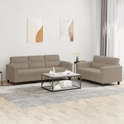 2 pcs conjunto sofás c/ almofadões microfibra cinza-acastanhado