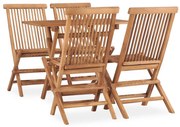 vidaXL 5 pcs conjunto jantar dobrável p/ exterior madeira teca maciça