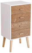 HOMCOM Mesa de Cabeceira com 4 Gavetas Amplo Espaço de Armazenamento para Dormitório 40x30x75 cm Branco e Madeira