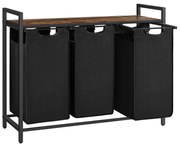 Organize a lavandaria com um organizador de roupa com bolsas removíveis. | VASAGLE | 92.5 x 33 x 72 cm | castanho rústico e preto | BLH301B01.