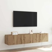 Armários de TV vidaXL com luzes LED 2 pcs Carvalho Artesanal 80x35x31 cm