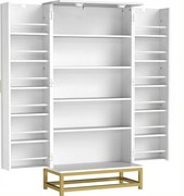 HOMCOM Armário de Cozinha Móvel de Arrumação com 12 Prateleiras nas Portas Prateleiras Ajustáveis 58x29x119,5 cm Branco | Aosom Portugal