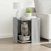 vidaXL Compartim. caixa de areia gatos deriv. madeira cinzento sonoma