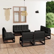 vidaXL 8 pcs conjunto lounge de jardim c/ almofadões pinho maciço