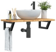 vidaXL Prateleira de parede p/ lavatório aço/madeira carvalho maciça