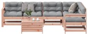 7 pcs conj. lounge jardim com almofadões madeira douglas maciça