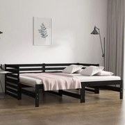 Estrutura sofá-cama de puxar 2x(90x190) cm pinho maciço preto