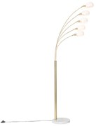 Candeeiro de pé design latão com vidro opalino 5 luzes - Sixties Marmo Design