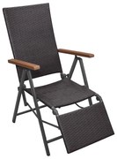 vidaXL Cadeira reclinável vime PE castanho