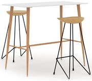 vidaXL 3 pcs conjunto de bar branco