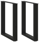 vidaXL Pés de mesa de jantar em forma de U, 2 peças, preto, 70 x (72-73) cm, aço