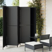 vidaXL Biombo de divisão 6 painéis vime PE preto