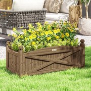 Floreira em madeira, floreira de horta exterior em madeira com orifícios de drenagem, 90 x 39 x 37 cm, castanho escuro