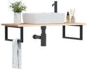 vidaXL Prateleira de parede p/ lavatório aço/madeira carvalho maciça