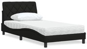 vidaXL Cama com colchão 100x200 cm tecido preto