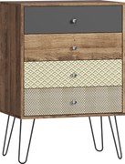 HOMCOM Cómoda para Quarto 4 Gavetas Cómoda com Pés em Forma de V de Aço Estilo Boémio 60x39x86 cm Multicor | Aosom Portugal
