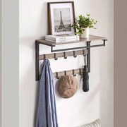 Bengaleiro de parede com varão para roupa 30 x 65 x 42 cm Greige