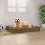 vidaXL Cama para cães 71,5x54x9 cm pinho maciço castanho mel