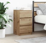 vidaXL Mesa de cabeceira com 3 gavetas 39x35x65 cm carvalho artesanal