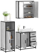 vidaXL 3 pcs Conjunto móveis casa de banho madeira proc. cinza sonoma