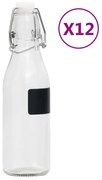 vidaXL Garrafas de vidro redondas com fecho hermético 12 pcs 250 ml