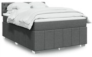 vidaXL Cama com molas/colchão 160x200 cm tecido cinzento-escuro