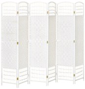 HOMCOM Biombo de 6 Paineis Separador de Ambientes Dobrável 242x170cm Divisória de Habitações de Fibra de Papel Branco