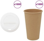 vidaXL Copos de café de papel com tampas 1000 pcs 16oz 400ml
