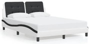 vidaXL Estrutura cama c/ luzes LED 140x190cm couro artif. branco/preto