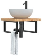 vidaXL Prateleira de parede p/ lavatório aço/madeira carvalho maciça