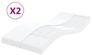 Colchões de espuma 2 pcs 100x200cm 7 zonas dureza 20 ILD branco