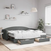 vidaXL Sofá-cama c/ gavetão e gavetas 90x200 cm tecido cinzento-escuro