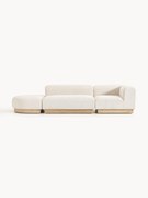 Módulo com chaise longue em teddy-bouclé Natalie, com repousa pés