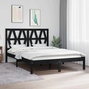 Estrutura de cama dupla 4FT6 135x190 cm pinho maciço preto