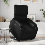 vidaXL Poltrona reclinável elevatória elétrica couro artificial preto