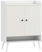 HOMCOM Sapateira de 2 Portas em Ripas Sapateira para Entrada com Prateleiras Ajustáveis Compartimento Aberto para 15 Pares de Sapatos 75x35x97 cm Branco | Aosom Portugal
