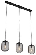 Candeeiro suspenso industrial preto 110cm 3-luzes - BLISS Mesh Industrial