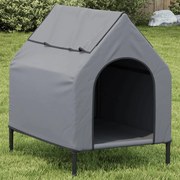 Casota para cães tecido oxford e aço cinza-claro