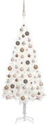vidaXL Árvore Natal artificial pré-iluminada c/ bolas 180 cm branco