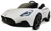 Carro elétrico para crianças 4x4 12V Maserati MC20 2 Lugares 2.4G, Rodas Borracha, Assento Couro sintético Branco