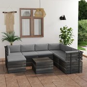 8 pcs conjunto lounge de paletes com almofadões pinho maciço