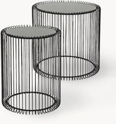 Mesas de apoio em metal com tampo de vidro Wire, conjunto de 2