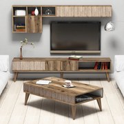 Conjunto de Mobiliário de Sala de Estar Milan – Nogueira – TV Stand: L
