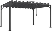 Outsunny Pérgola para Jardim Cinza UV50+ 390x295 cm com Lâminas Superiores Giratórias até 135° | Aosom Portugal