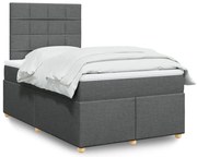 vidaXL Cama com molas/colchão 120x200 cm tecido cinzento-escuro