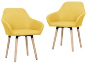 Cadeiras de jantar 2 pcs tecido amarelo