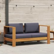 vidaXL Banco jardim c/ almofadões 140cm madeira acácia maciça cinzento