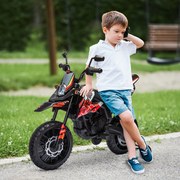 Mota Elétrica Infantil Aprilia 12V Rodas de Apoio Farol Música Porta USB Amortecedor Vermelho