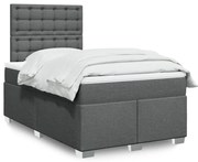 vidaXL Cama com molas/colchão 120x200 cm tecido cinzento-escuro