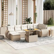 vidaXL 8 pcs conjunto de sofás p/ jardim com almofadões vime PE bege